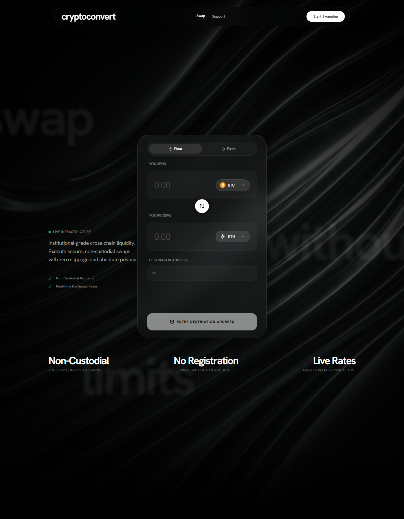 CryptoConvert — swap panel